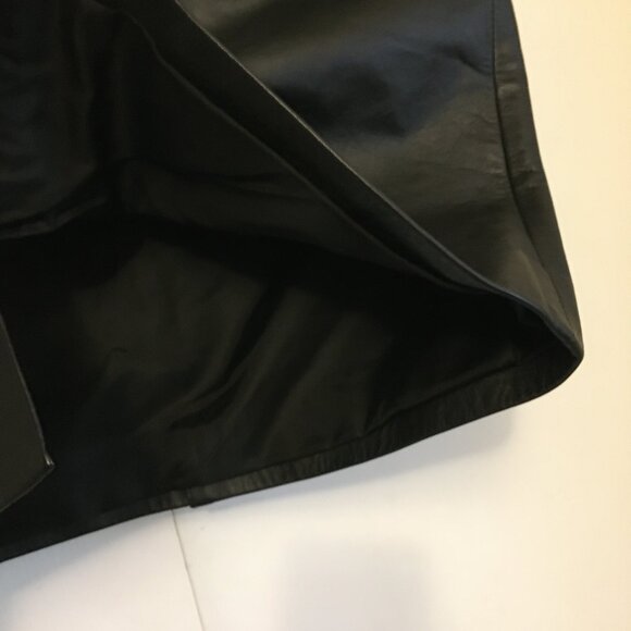 Vintage 90s Real Leather Black Japanese High-Waist Pencil Skirt - Picture 5 of 11